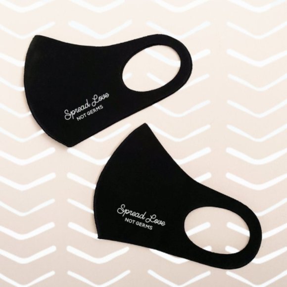 NWT Black Fashion Mask - Spread Love Not Germs - Picture 3 of 3